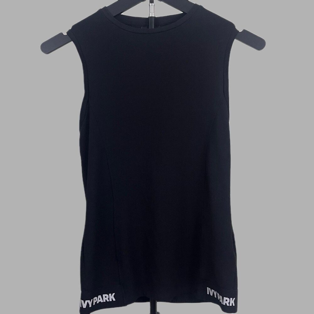 IVY PARK Women's Black Sleeveless Cut-Out Open Back Round Neck Tank Top S
